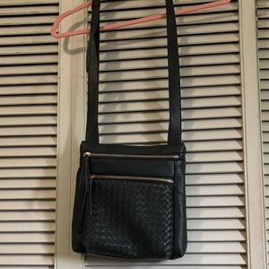 Chic forest green Crossbody Bag with Woven Detail